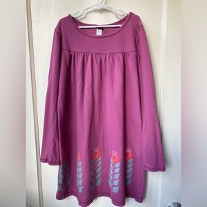 Tea Collection Purple Dress with Grey & Red Flowers Girls 10